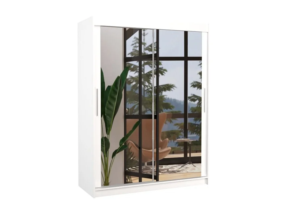 Armoire Vermo (150cm)/portes coulissantes/miroir/Blanc
