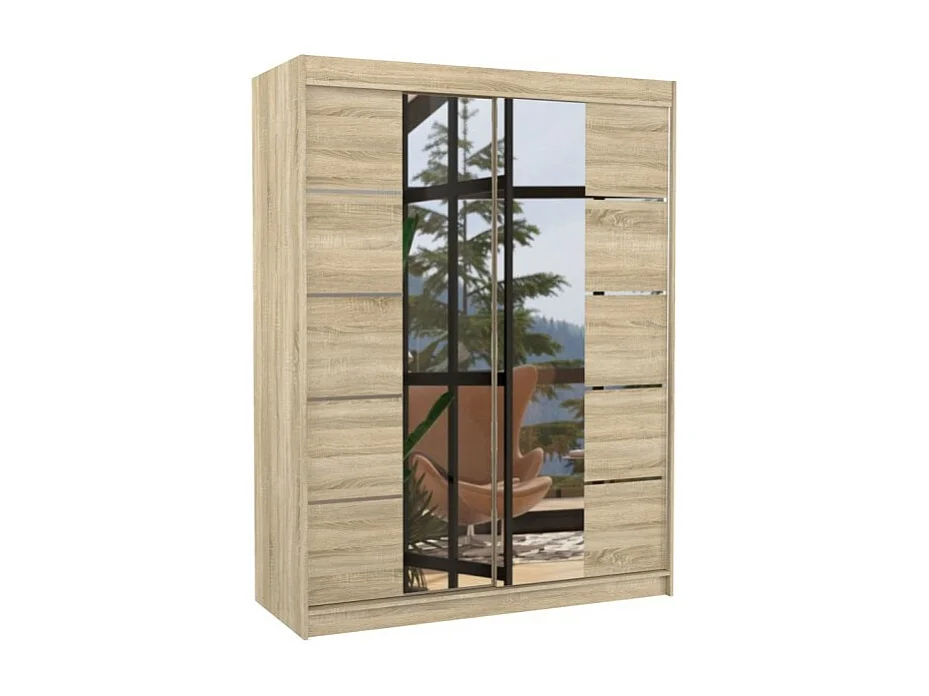 Armoire Swedy (150cm)/portes coulissantes/miroir/Sonoma
