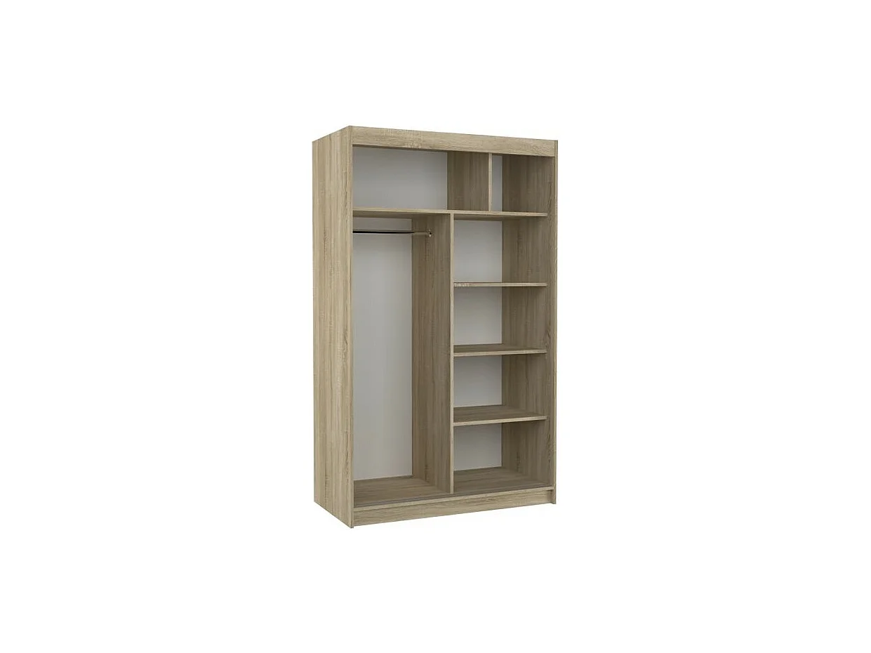 Armoire Reyna (120cm)/portes coulissantes/LED/miroir/Marron