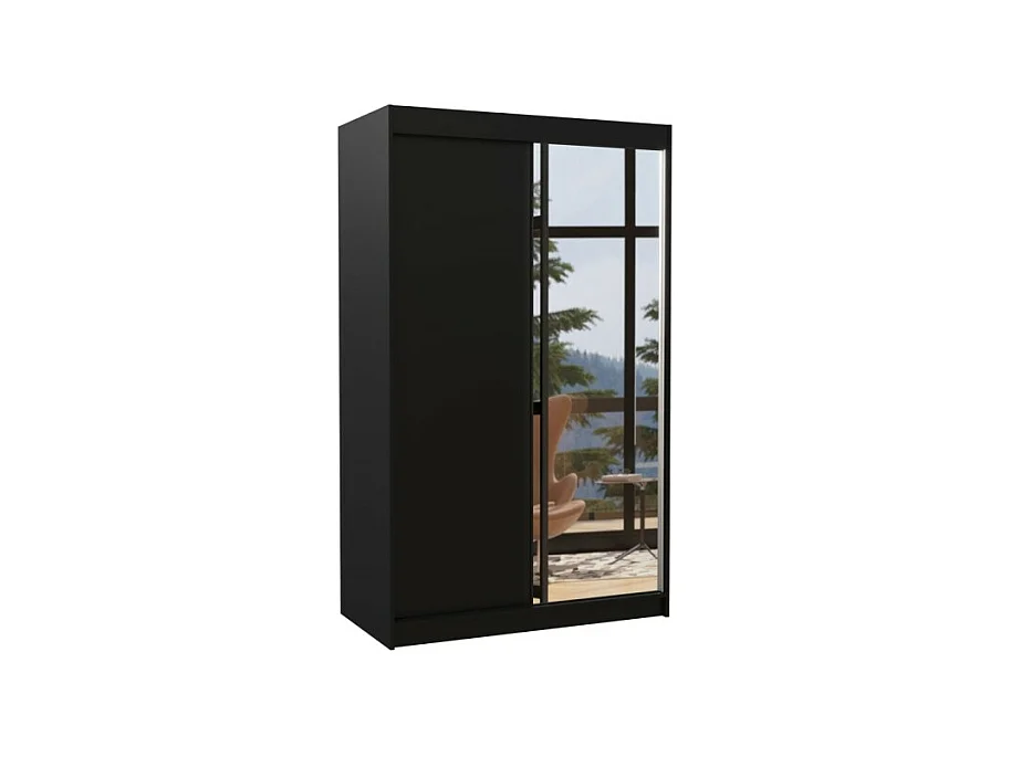 Armoire Reyna (120cm)/portes coulissantes/miroir/Noir