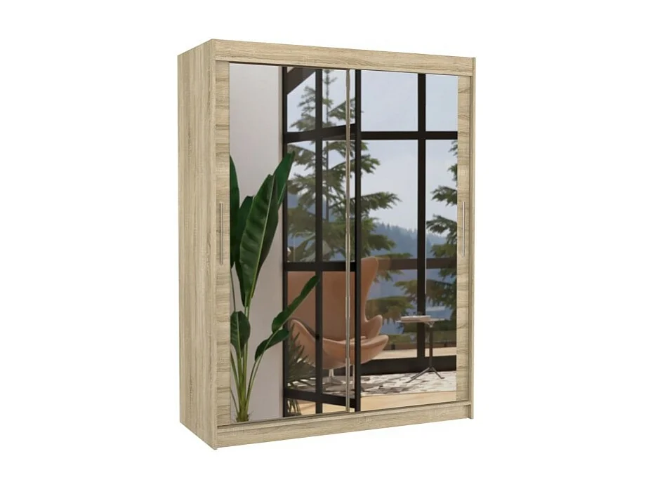 Armoire Vermo (150cm)/portes coulissantes/miroir/Sonoma