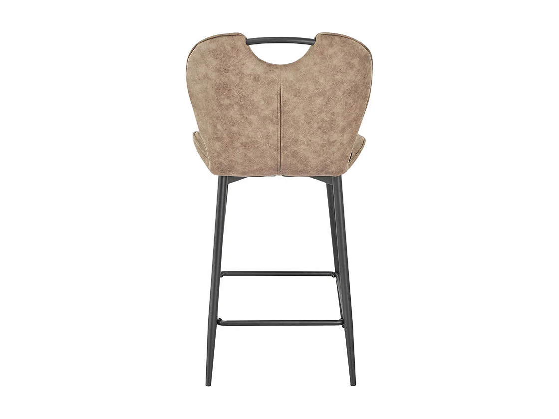 Lot 2 chaises bar microfibre taupe effet vieilli pieds métal – WILLY 2