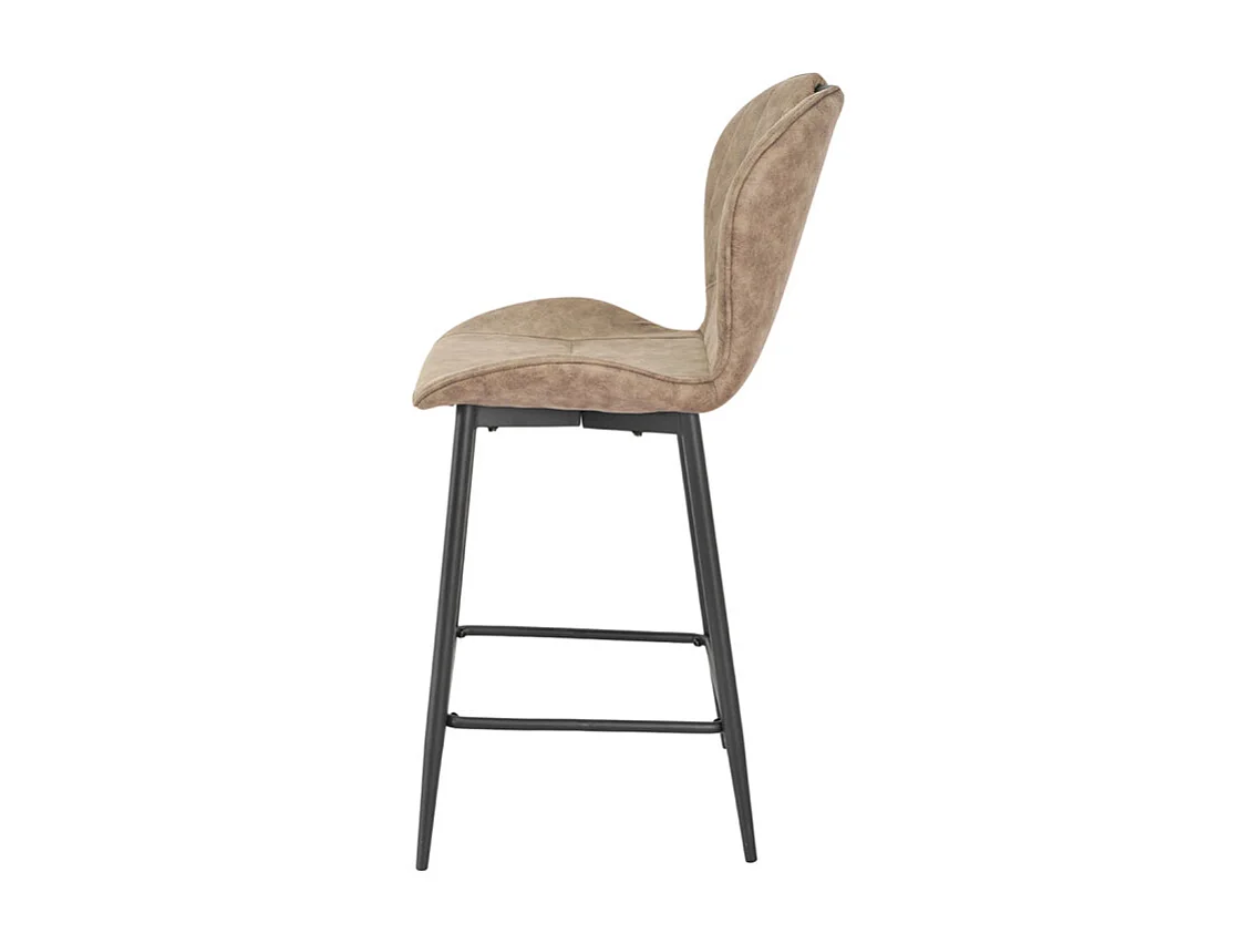 Lot 2 chaises bar microfibre taupe effet vieilli pieds métal – WILLY 2