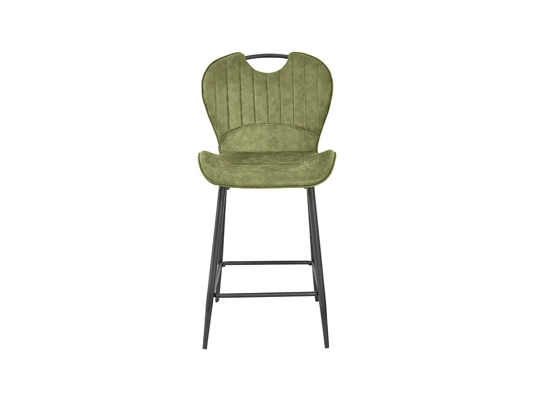 Lot 2 chaises bar microfibre vert effet vieilli pieds métal – WILLY 2