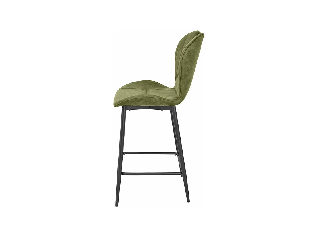 Lot 2 chaises bar microfibre vert effet vieilli pieds métal – WILLY 2