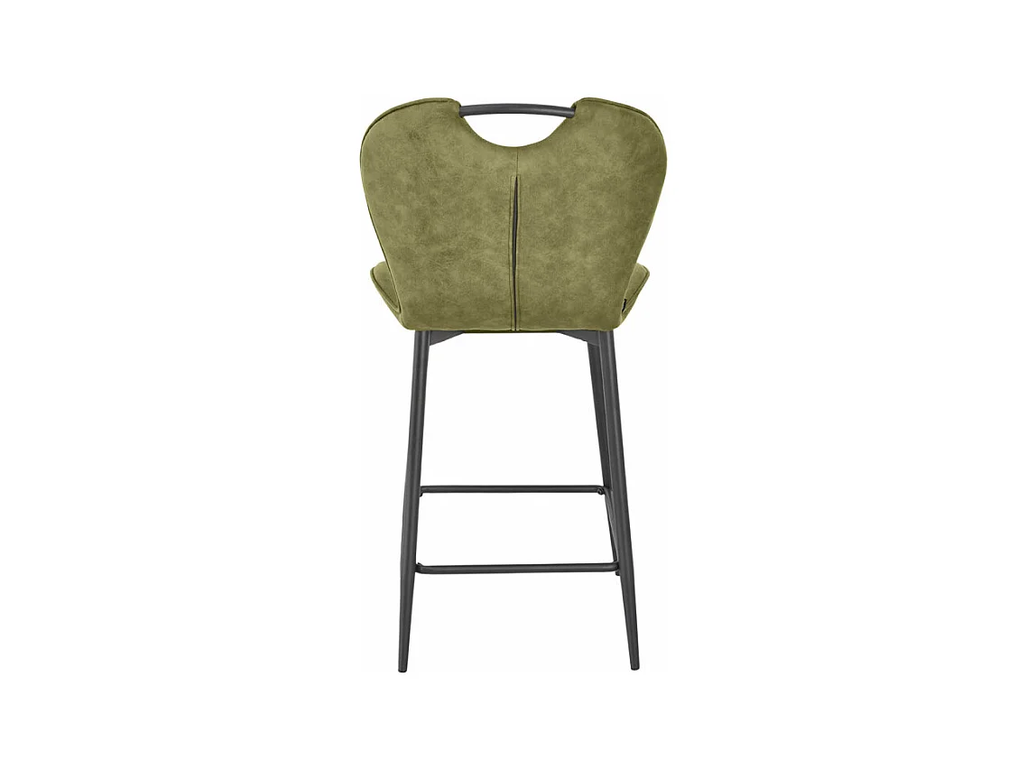 Lot 2 chaises bar microfibre vert effet vieilli pieds métal – WILLY 2