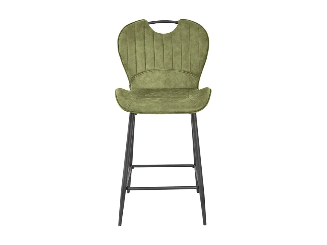 Lot 2 chaises bar microfibre vert effet vieilli pieds métal – WILLY 2