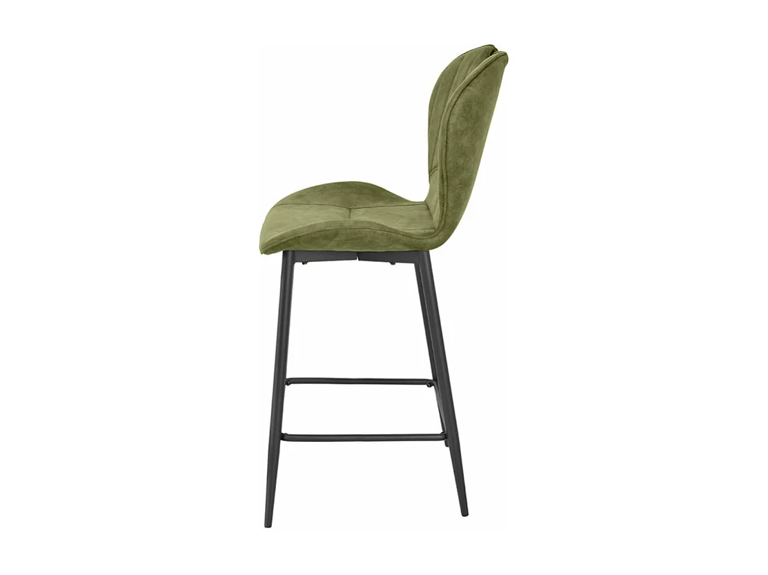 Lot 2 chaises bar microfibre vert effet vieilli pieds métal – WILLY 2