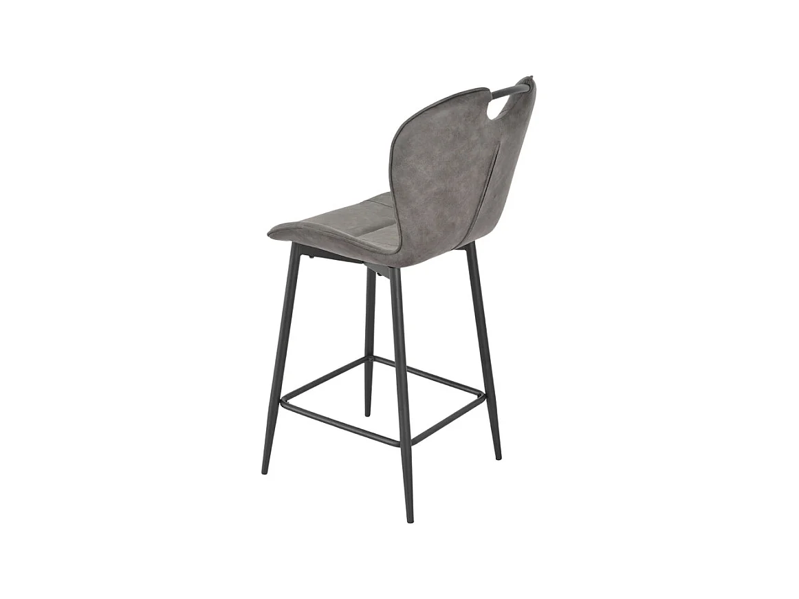 Lot 2 chaises bar microfibre gris foncé vieilli pieds métal – WILLY 2