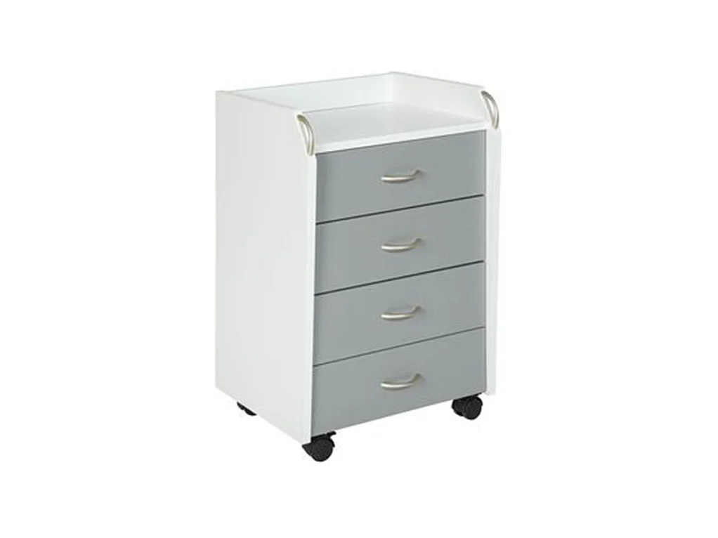 Container sur roulettes en bois coloris blanc / gris - Longueur 40 x Largeur 36 x Hauteur 65 cm