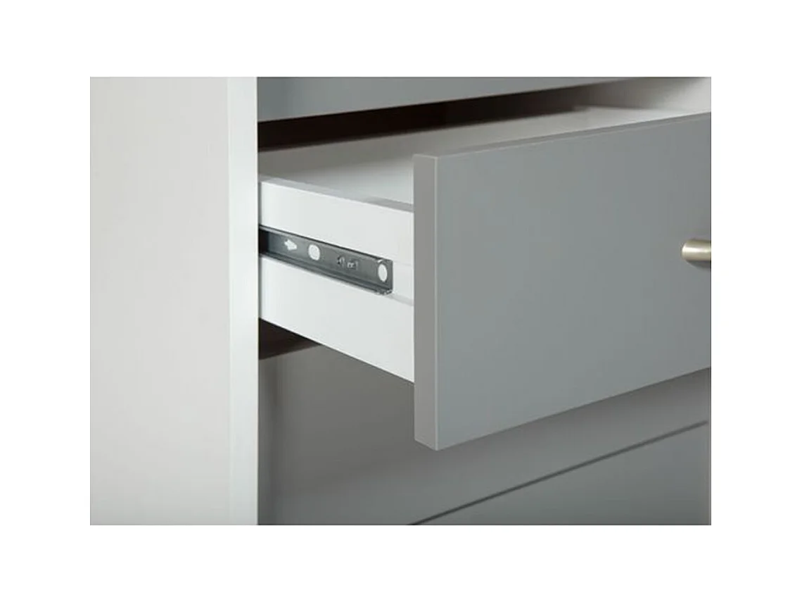 Container sur roulettes en bois coloris blanc / gris - Longueur 40 x Largeur 36 x Hauteur 65 cm