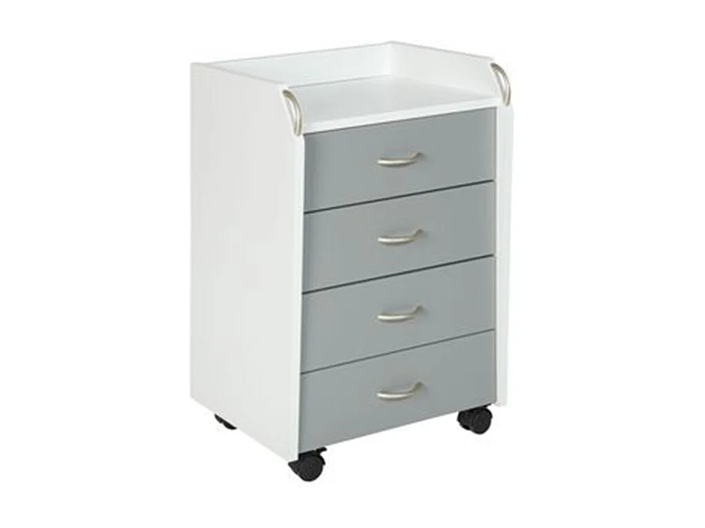 Container sur roulettes en bois coloris blanc / gris - Longueur 40 x Largeur 36 x Hauteur 65 cm