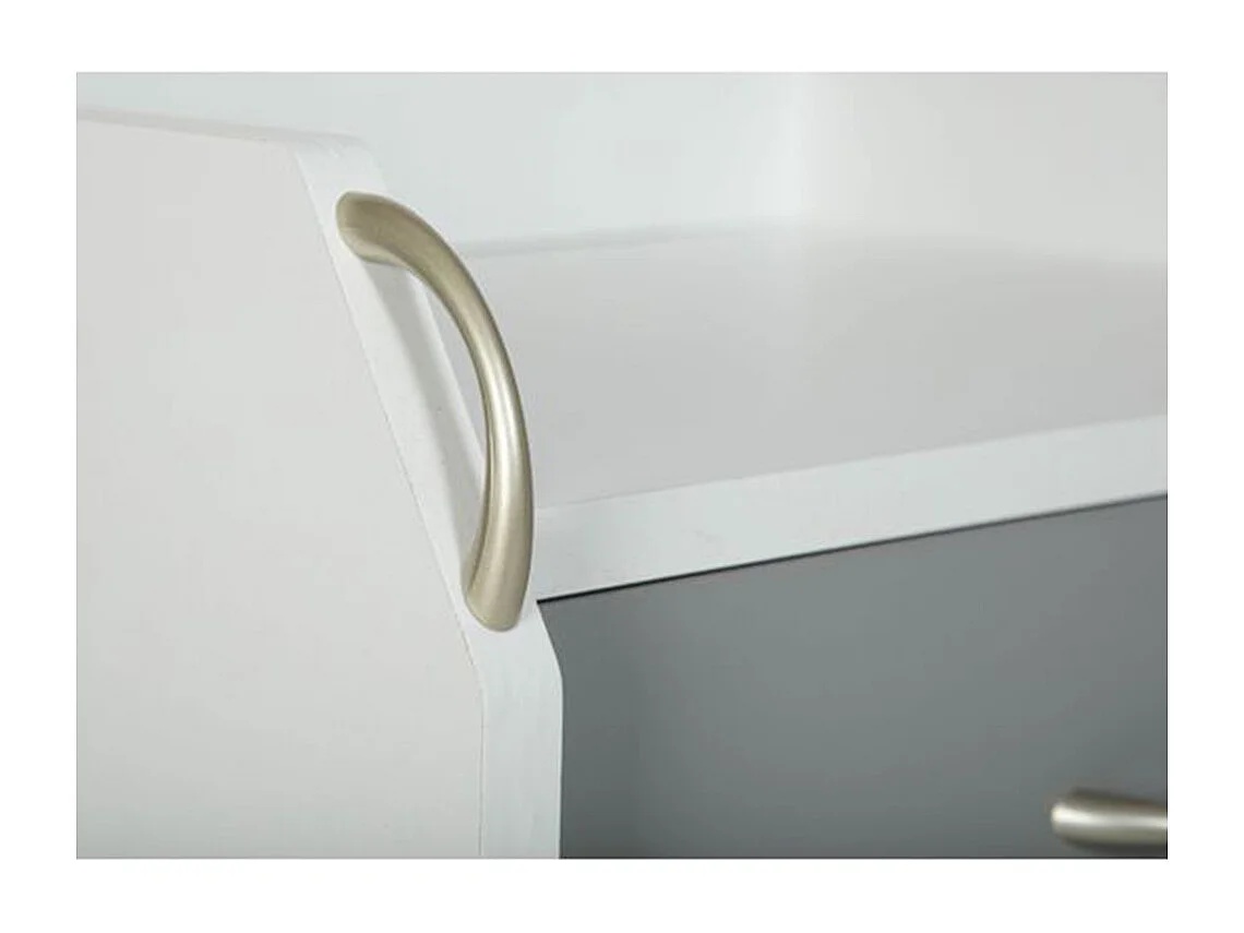 Container sur roulettes en bois coloris blanc / gris - Longueur 40 x Largeur 36 x Hauteur 65 cm