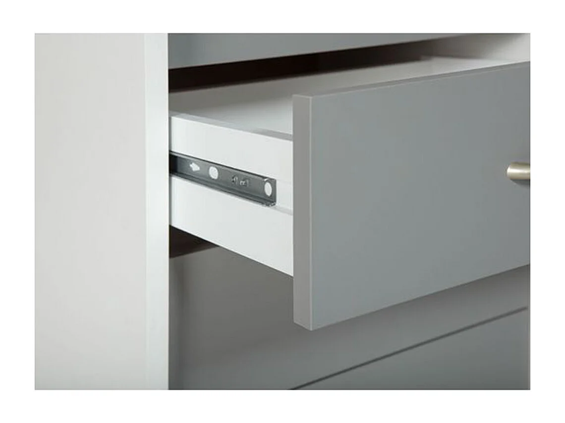 Container sur roulettes en bois coloris blanc / gris - Longueur 40 x Largeur 36 x Hauteur 65 cm