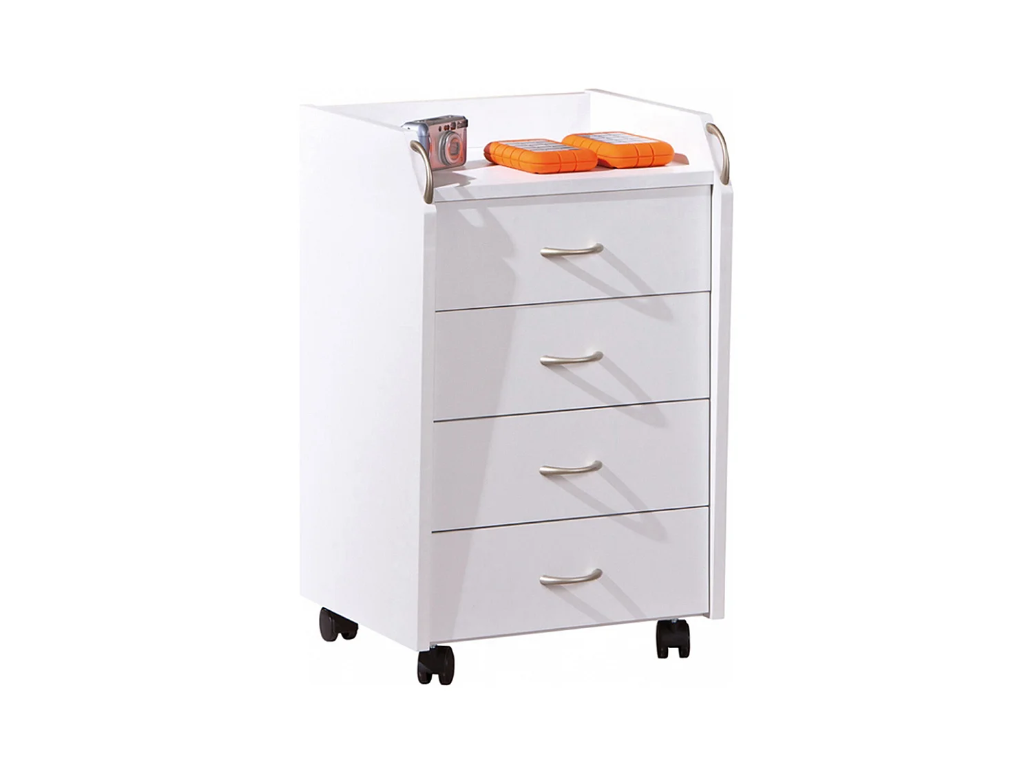 Caisson en bois de 4 tiroirs couleur blanche - Dim : L40 x H36 x P65 cm