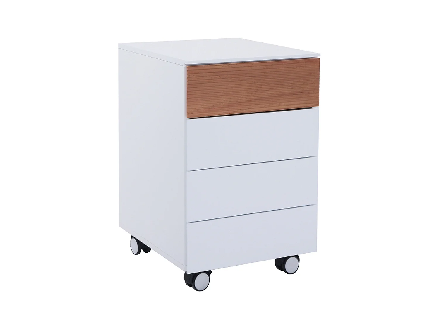 Caisson en bois coloris blanc avec tiroir chêne - Dim : 40 x 45 x 63 cm