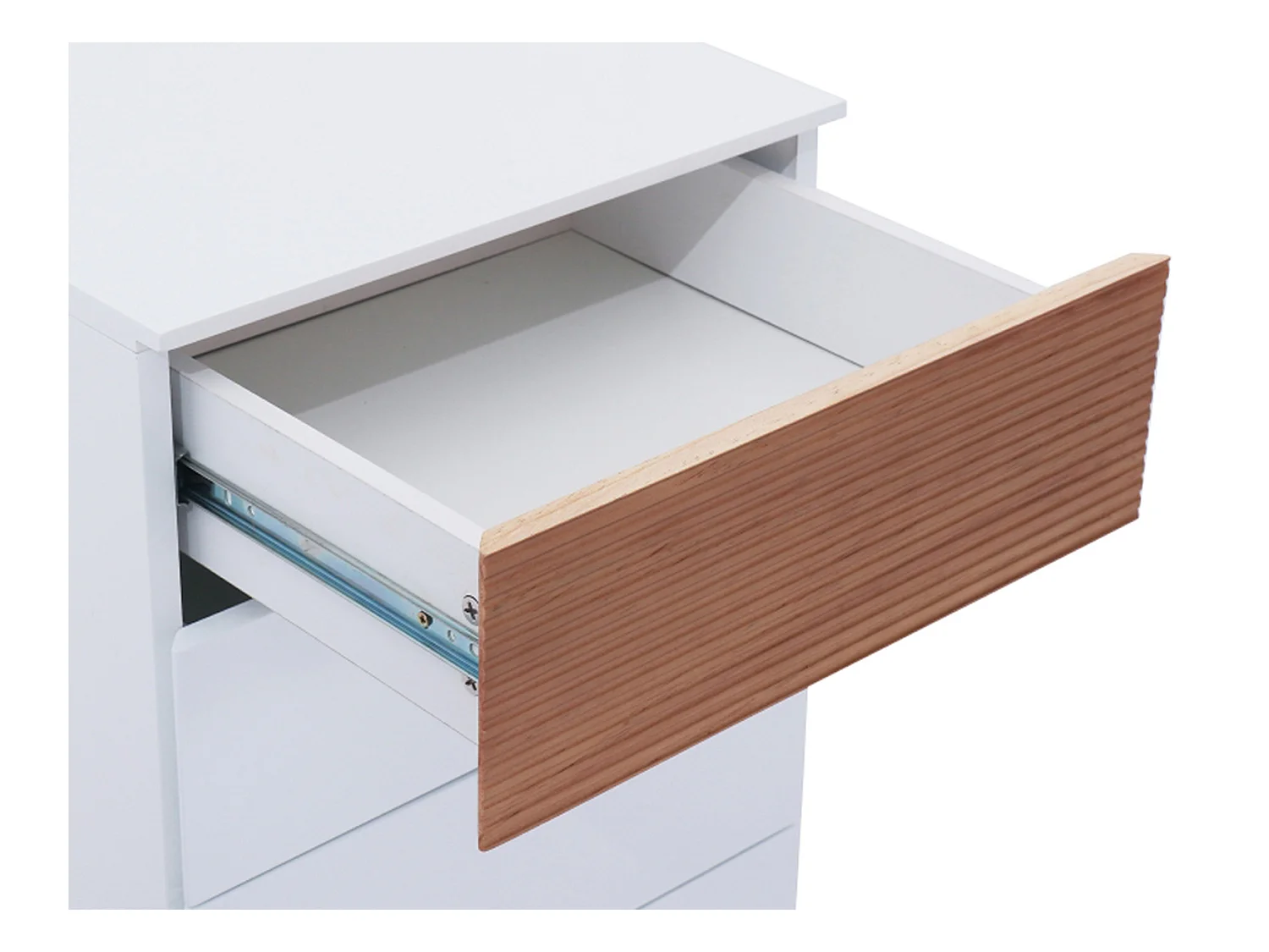 Caisson en bois coloris blanc avec tiroir chêne - Dim : 40 x 45 x 63 cm