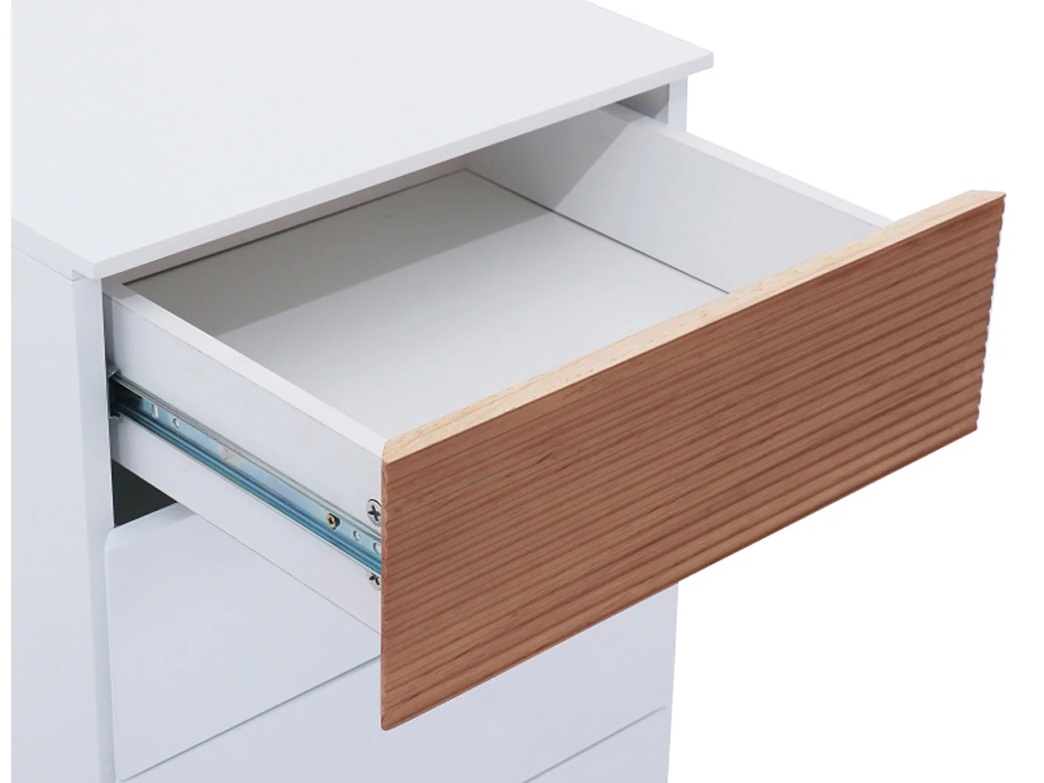 Caisson en bois coloris blanc avec tiroir chêne - Dim : 40 x 45 x 63 cm