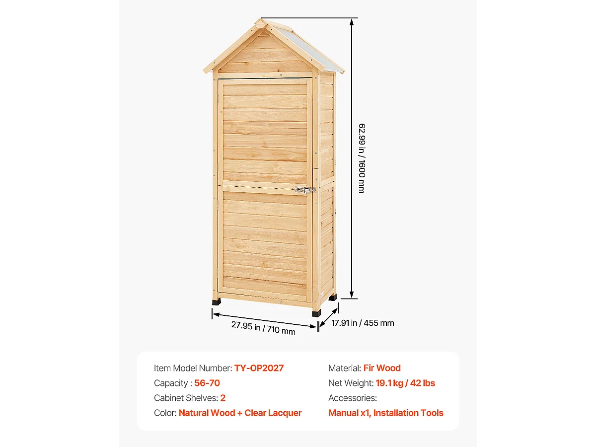 Abri de Rangement SucceBuy Extérieur en Bois 31,5 x 63,8 Pouces