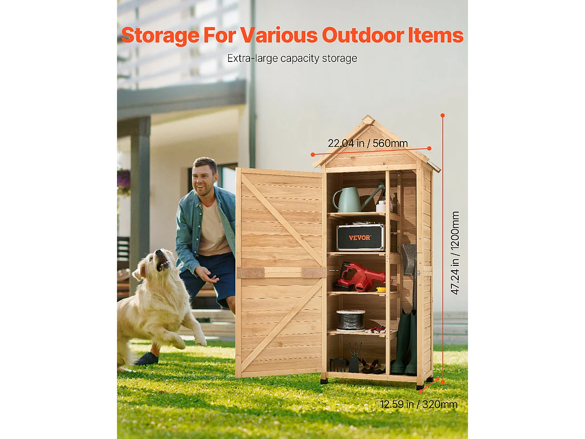 Abri de Rangement SucceBuy Extérieur en Bois 31,5 x 63,8 Pouces