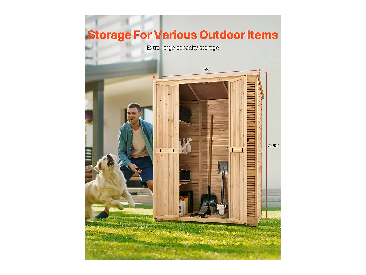 Galpão de Madeira para Armazenamento Exterior SucceBuy de 58 x 78 Polegadas para Ferramentas de Jardim