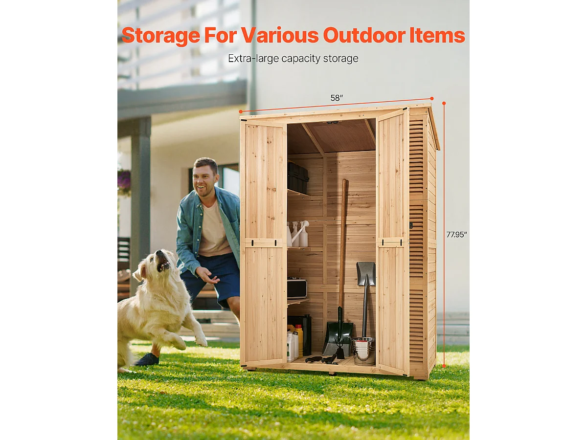 Abri de Rangement SucceBuy Extérieur en Bois 58 x 78 Pouces pour Outils de Jardin
