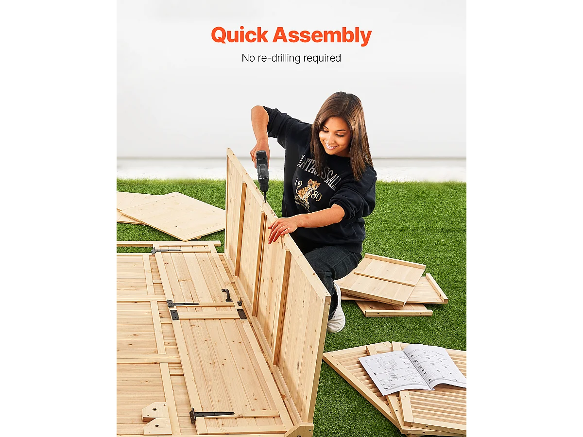 Abri de Rangement SucceBuy Extérieur en Bois 58 x 78 Pouces pour Outils de Jardin