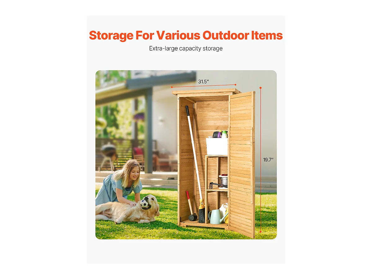 Grand Abri de Rangement Extérieur en Bois SucceBuy 31,5 x 63,8 Pouces