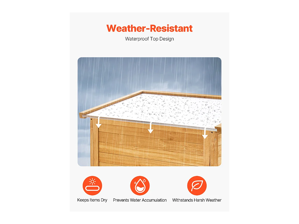 Grand Abri de Rangement Extérieur en Bois SucceBuy 31,5 x 63,8 Pouces