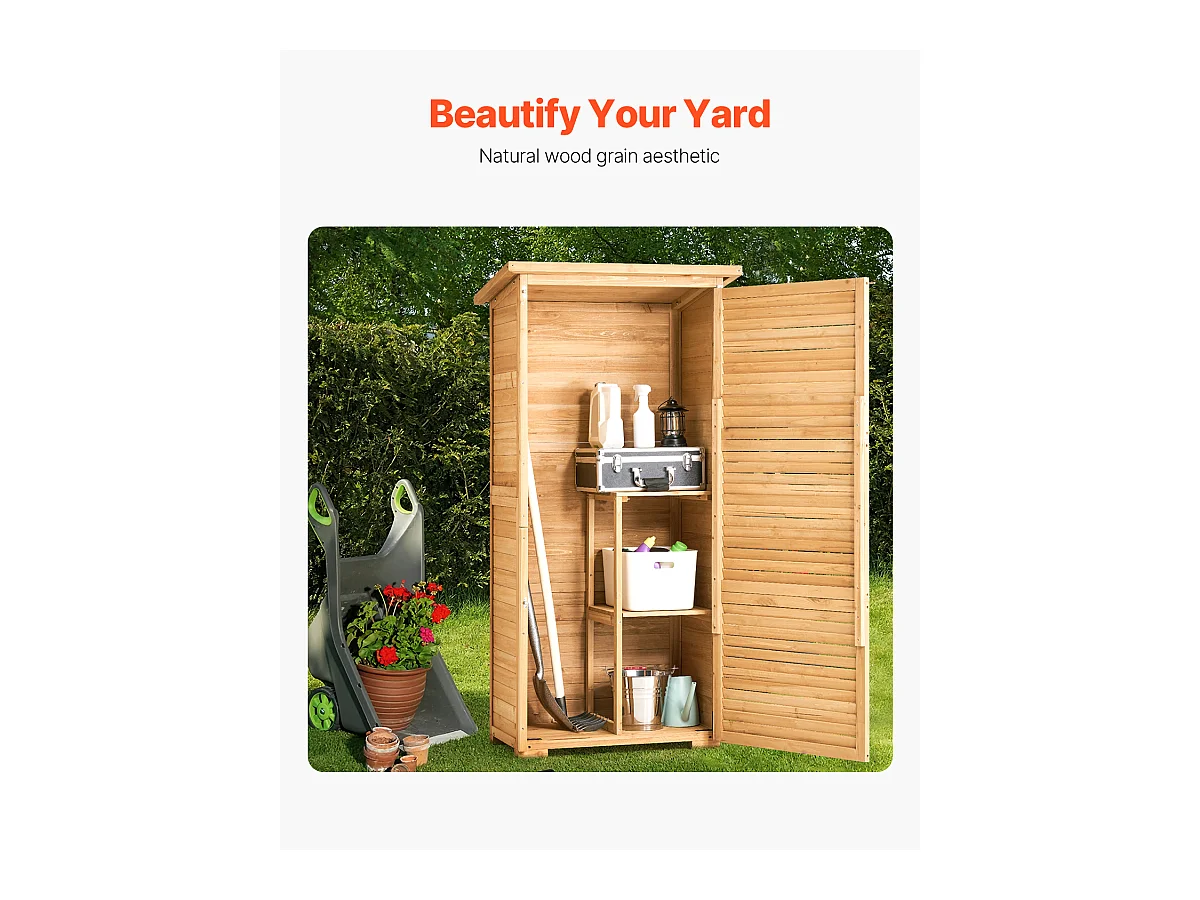 Grand Abri de Rangement Extérieur en Bois SucceBuy 31,5 x 63,8 Pouces