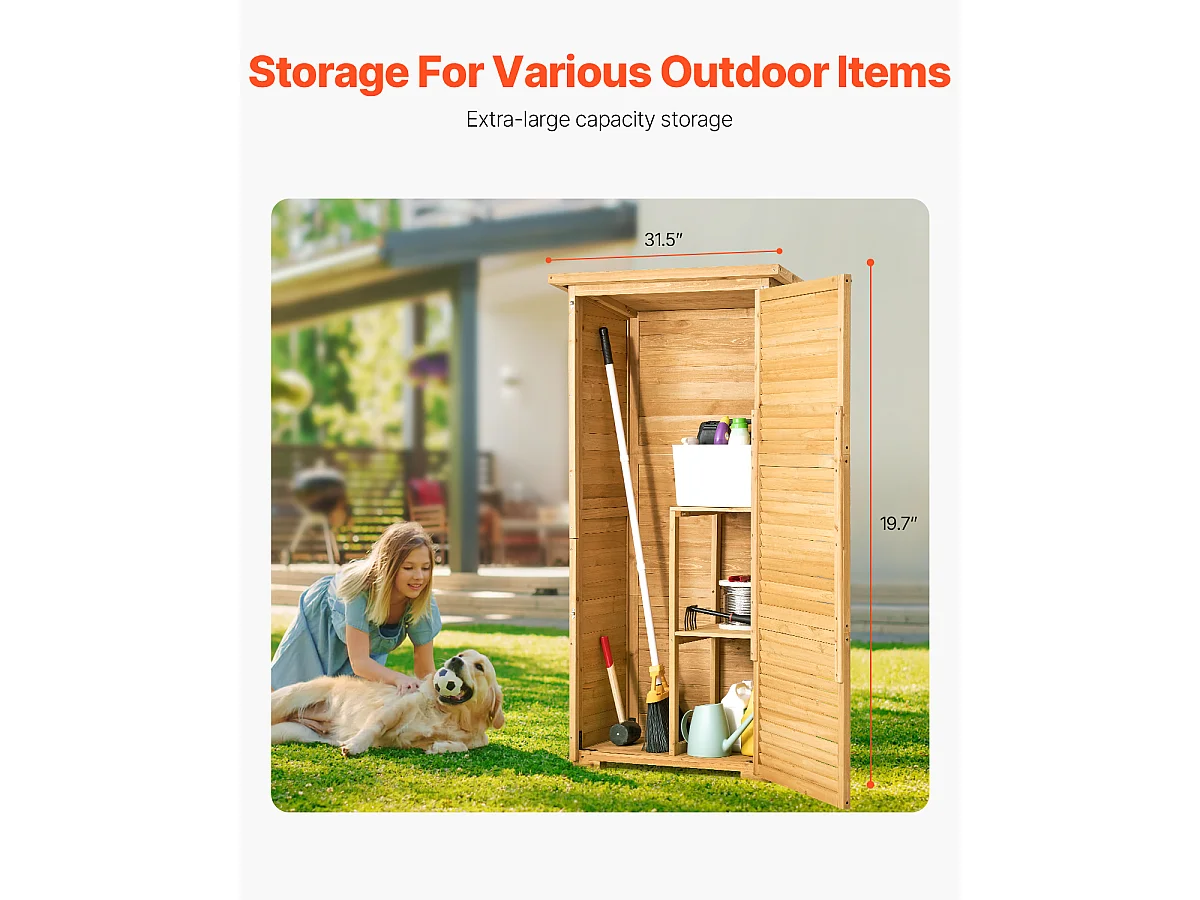 Duży Zewnętrzny Drewniany Schowek SucceBuy 31,5 x 63,8 Cala