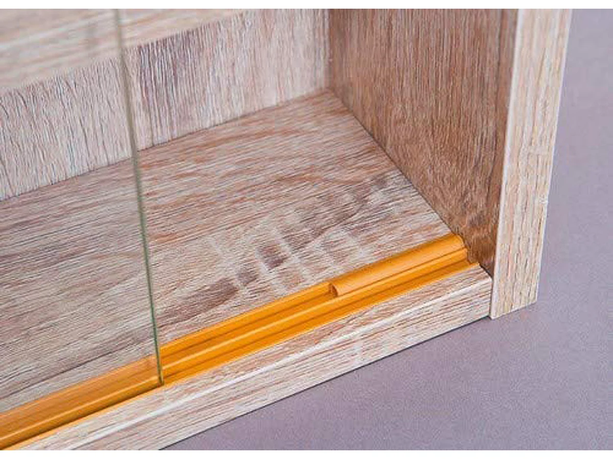 Vitrine murale pour miniatures en panneaux de particules coloris sonoma, L80 x P9,5 x H60 cm