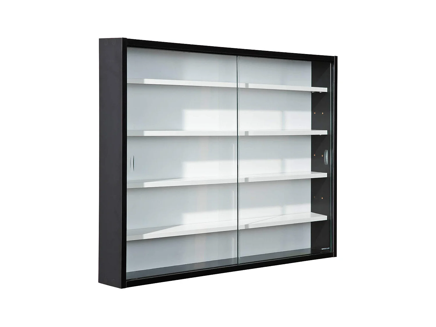 Vitrine murale pour miniature en panneaux de particules Blanc et noir, L80 x P9,5 x H60 cm