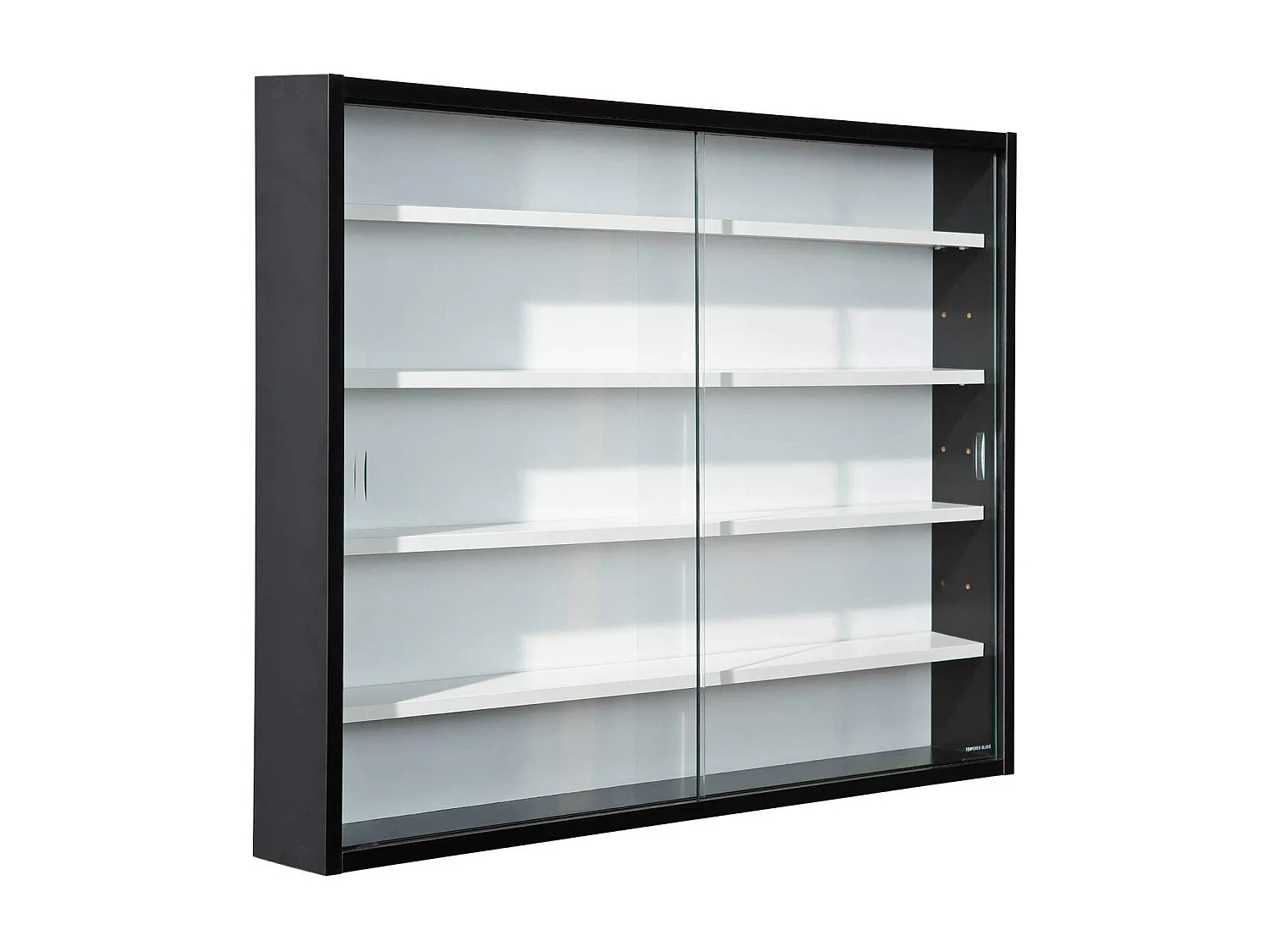 Vitrine murale pour miniature en panneaux de particules Blanc et noir, L80 x P9,5 x H60 cm