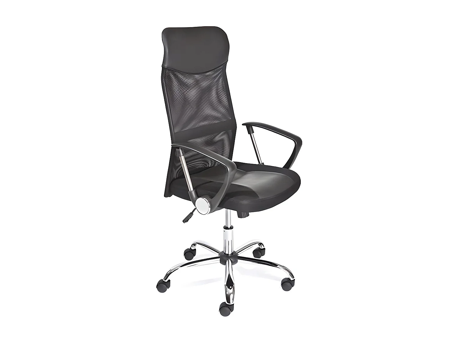 Fauteuil de bureau avec roulettes en simili-cuir coloris noir et pieds en métal chromé