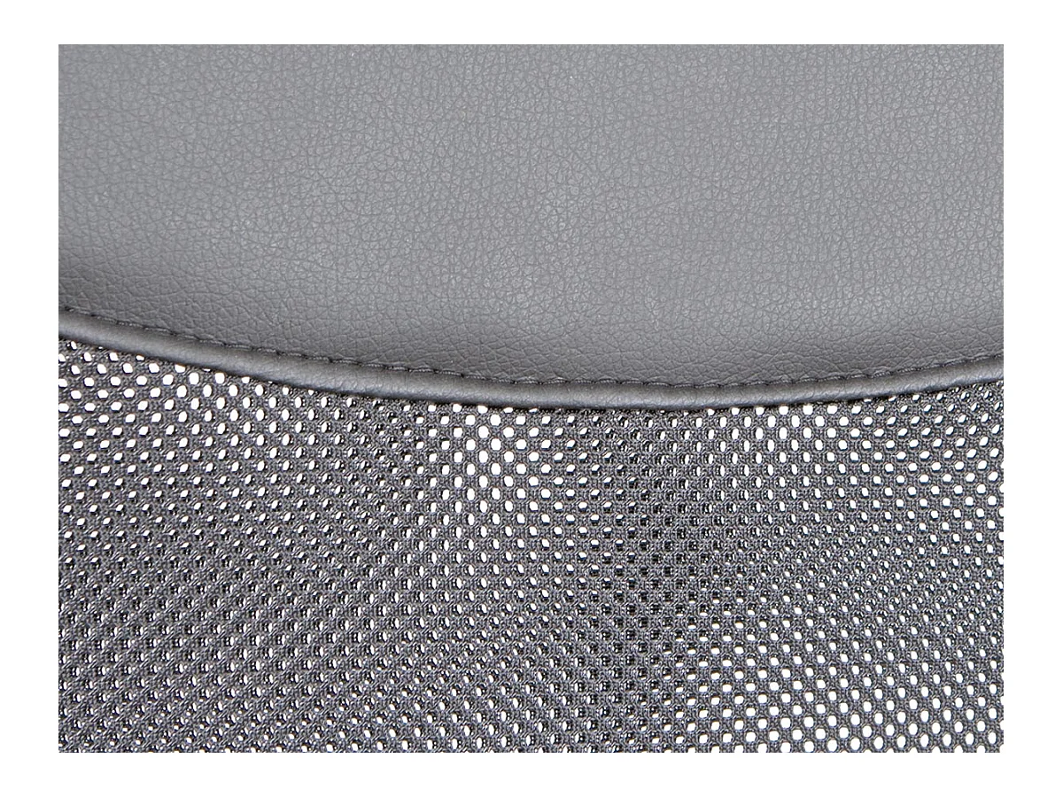 Fauteuil de bureau avec roulettes en simili-cuir coloris gris et pieds en métal chromé=