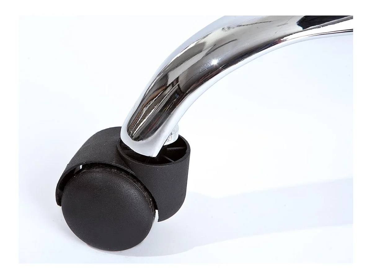 Fauteuil de bureau avec roulettes en simili-cuir coloris gris et pieds en métal chromé=