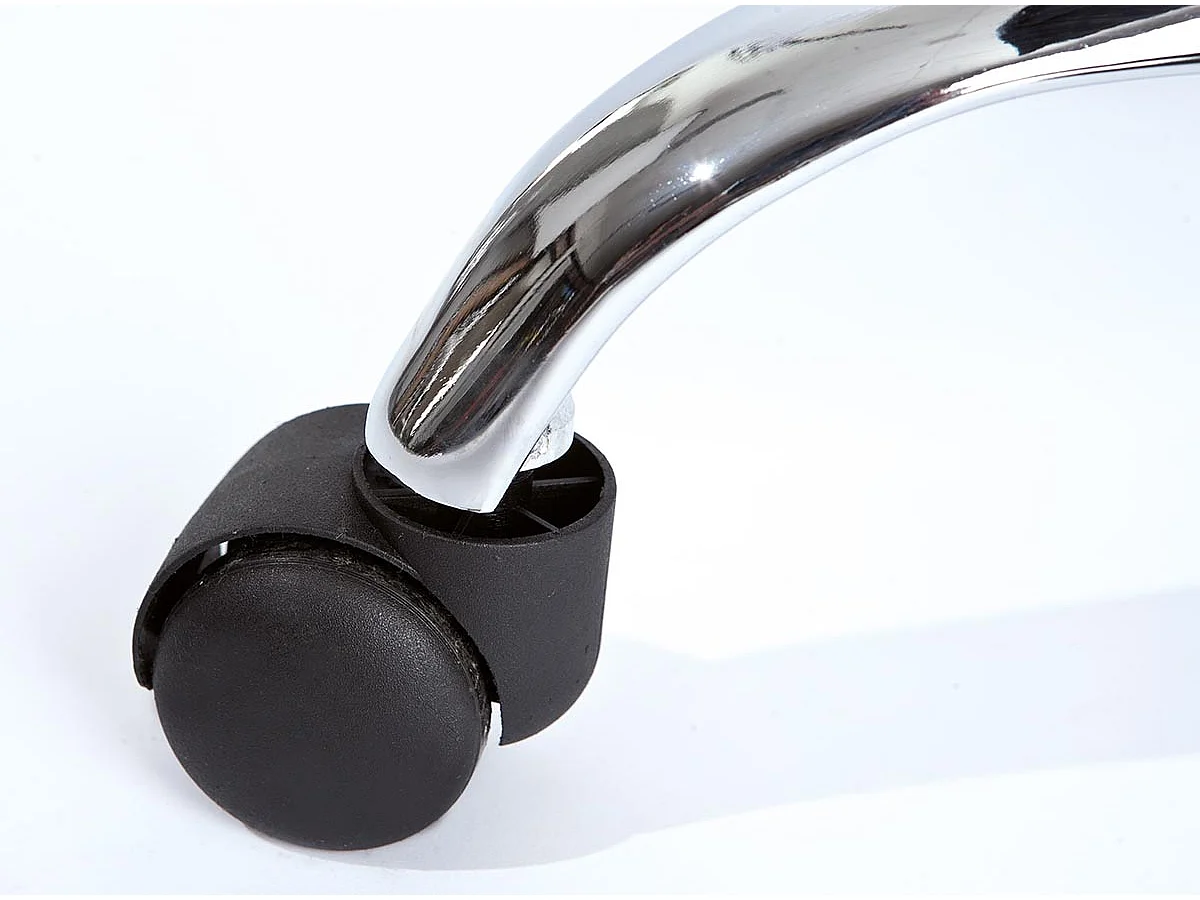 Fauteuil de bureau avec roulettes en simili-cuir coloris gris et pieds en métal chromé=