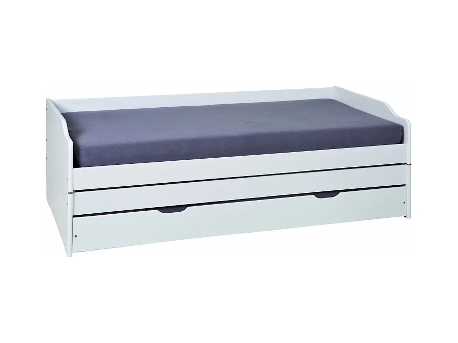 Lit banquette pour enfant en pin massif laqué blanc - Dim : L209 x l97 x H65 cm