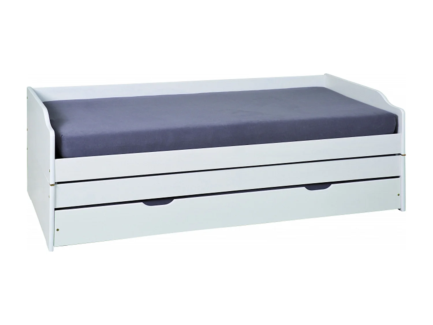 Lit banquette pour enfant en pin massif laqué blanc - Dim : L209 x l97 x H65 cm