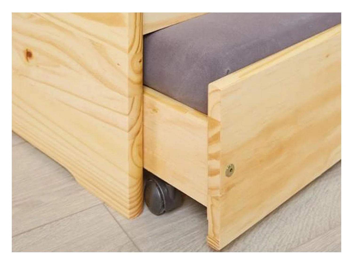 Lit banquette en bois massif coloris naturel - Dim : 97 x 209 x 65 cm