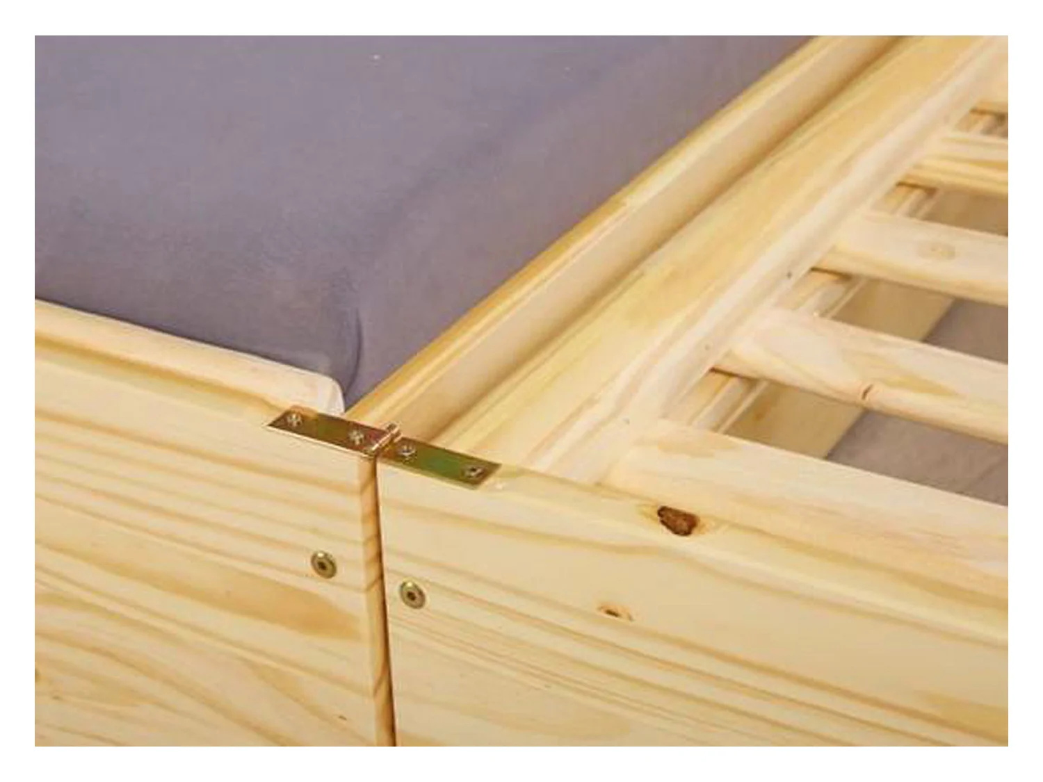 Lit banquette en bois massif coloris naturel - Dim : 97 x 209 x 65 cm