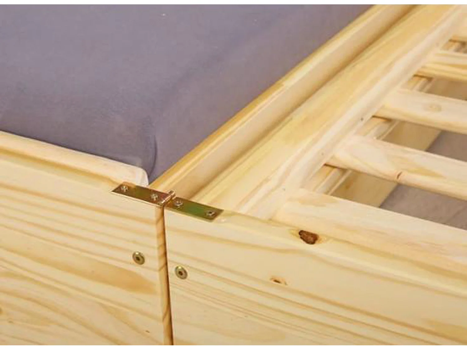 Lit banquette en bois massif coloris naturel - Dim : 97 x 209 x 65 cm