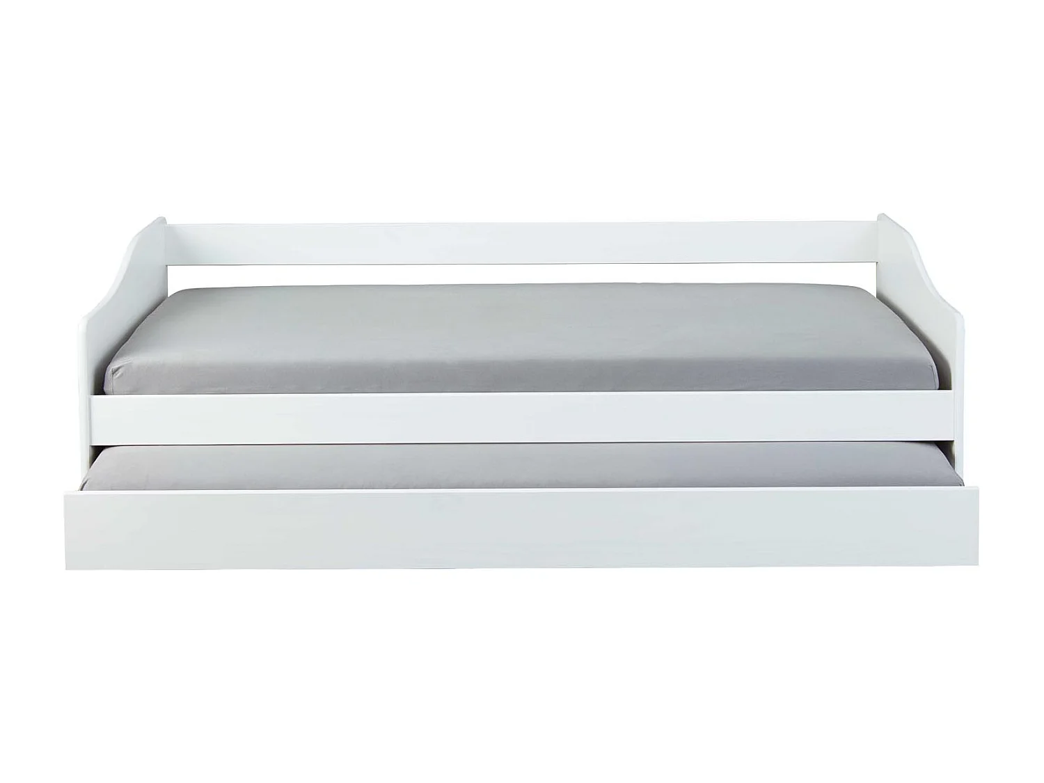 Lit Banquette 90x200 en pin massif coloris vernis blanc - Longueur 207 x Profondeur 96,5 x Hauteur 62 cm