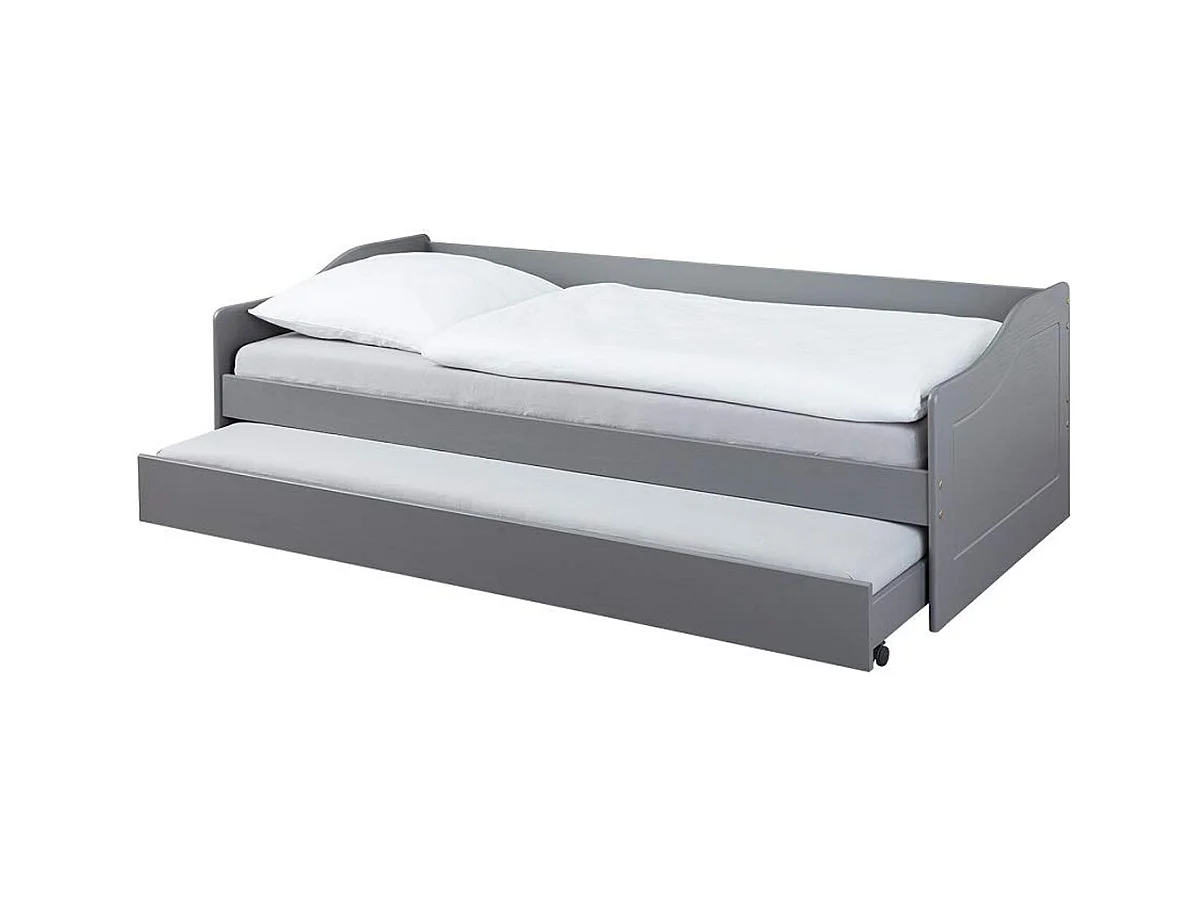 Lit banquette enfant en pin massif coloris gris - 90 x 200 cm