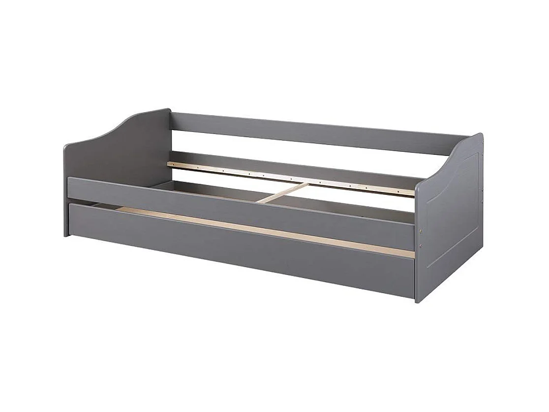 Lit banquette enfant en pin massif coloris gris - 90 x 200 cm