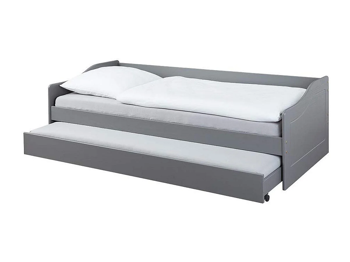 Lit banquette enfant en pin massif coloris gris - 90 x 200 cm