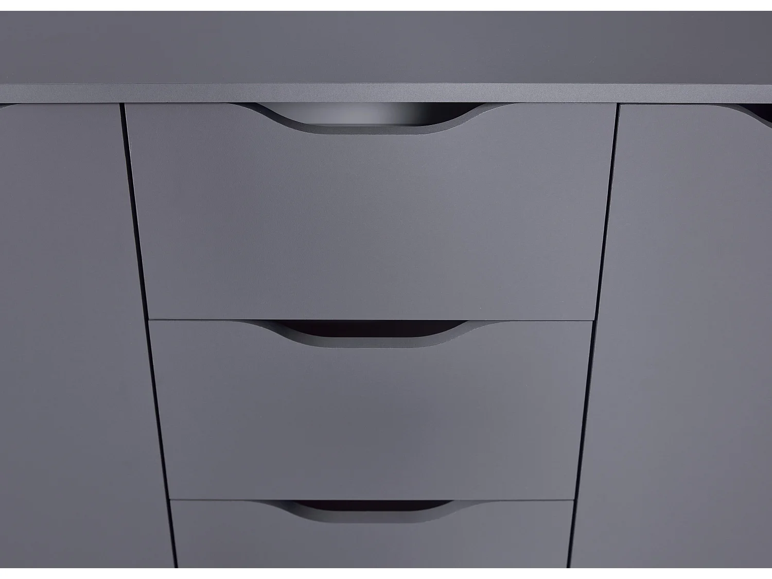 Commode meuble de rangement en bois de 2 portes et 4 tiroirs coloris gris graphite - longueur 122 x profondeur 40 x hauteur 92 cm