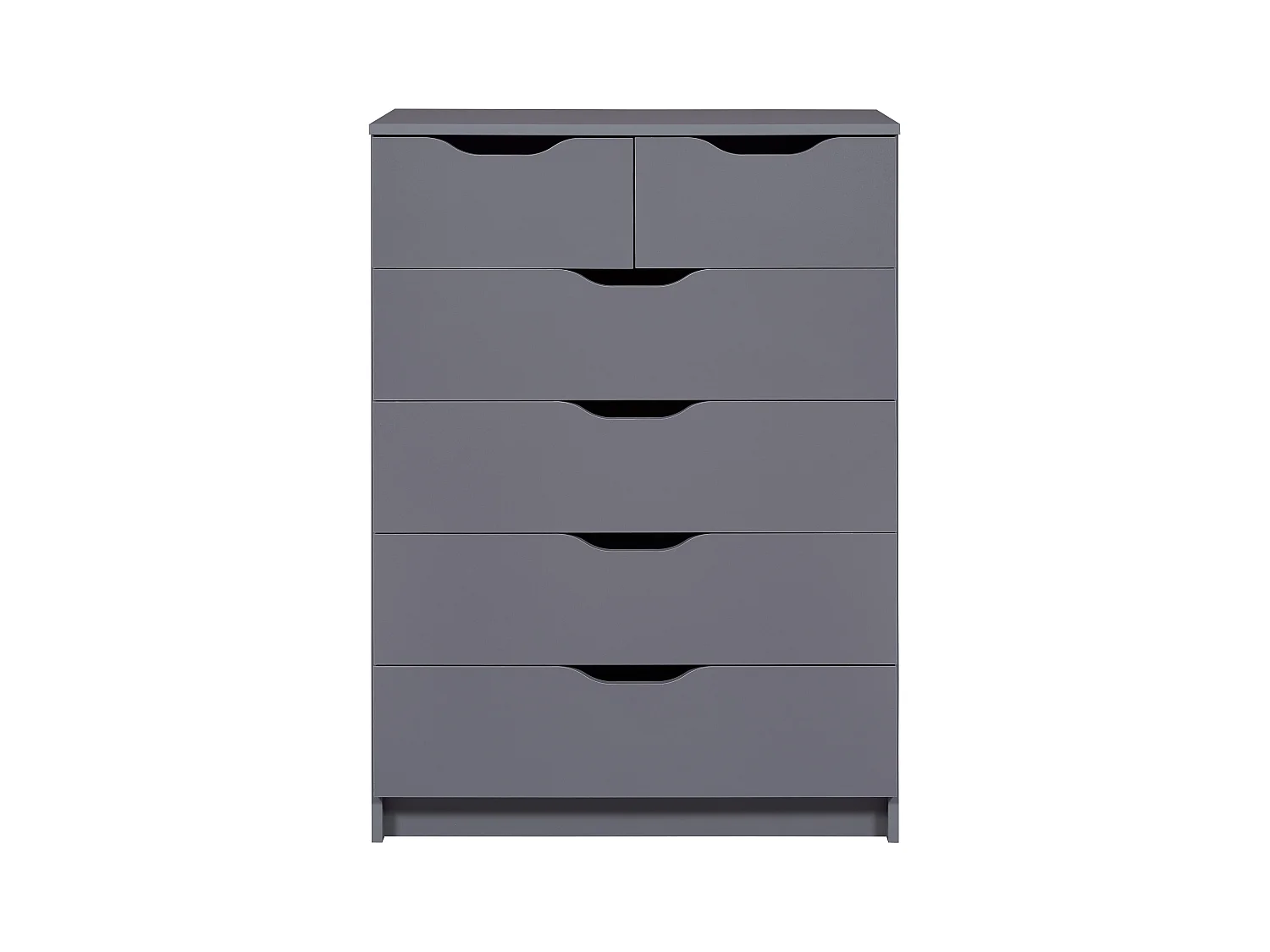 Commode meuble de rangement en bois de 6 tiroirs coloris gris graphite - longueur 81 x profondeur 40 x hauteur 112 cm
