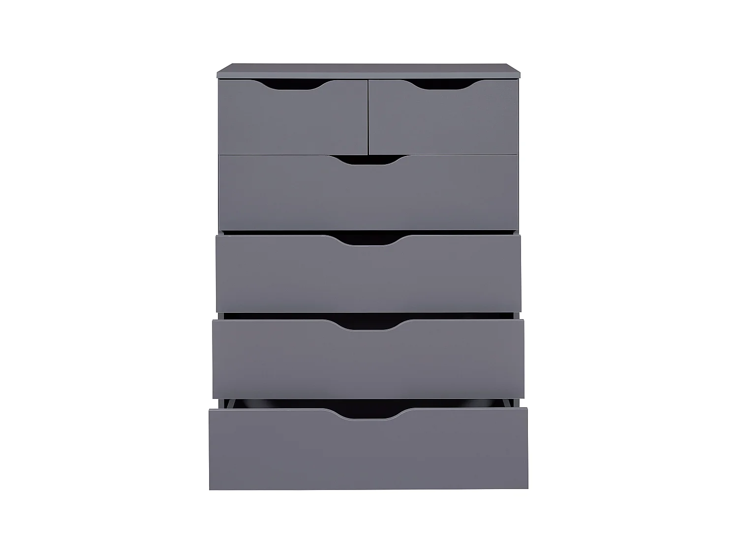 Commode meuble de rangement en bois de 6 tiroirs coloris gris graphite - longueur 81 x profondeur 40 x hauteur 112 cm